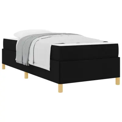 vidaXL Konstrukcija postelje z vzmetnico Črna 90 x 190 cm blago