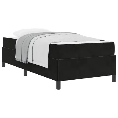 vidaXL Konstrukcija postelje z vzmetnico Črna 90 x 190 cm blago