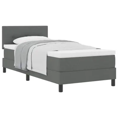 vidaXL Postelja z vzmetnico z vzmetnico Temno siva 100 x 200 cm blago