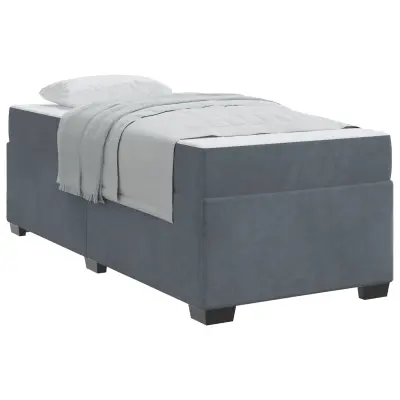 vidaXL Konstrukcija postelje z vzmetnico Temno siva 90 x 200 cm blago