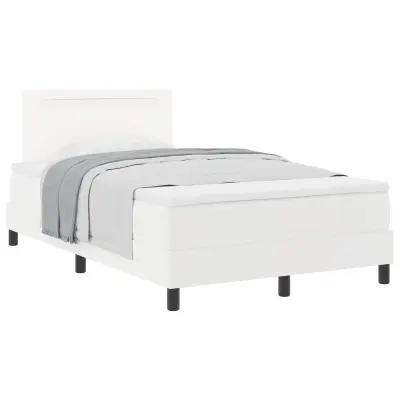vidaXL Postelja z vzmetnico z vzmetnico Bela 120 x 200 cm Umetna koža