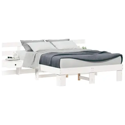 vidaXL Konstrukcija postelje Bela 160 x 200 cm Masivno borovo les