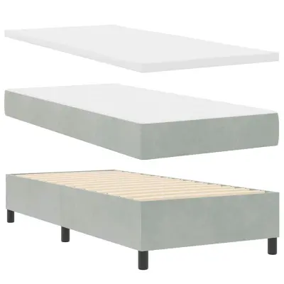 vidaXL Postelja z vzmetnico z vzmetnico Svetlo siva 100 x 200 cm Žamet