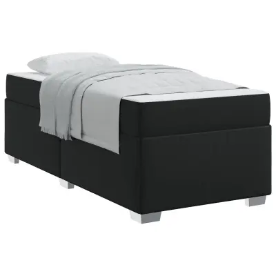 vidaXL Konstrukcija postelje z vzmetnico Črna 90 x 200 cm blago
