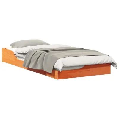 vidaXL Posteljni okvir Voščeno rjava 90 x 200 cm Trdna borovina