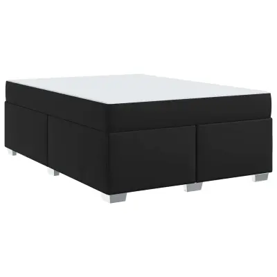 vidaXL Konstrukcija postelje z vzmetnico Črna 160 x 200 cm blago