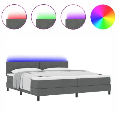 vidaXL Postelja z vzmetnico z vzmetnico Temno siva 200 x 200 cm blago