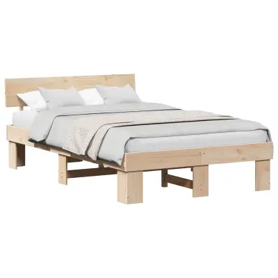 vidaXL Konstrukcija postelje Naravna 120 x 190 cm Masivno borovo les