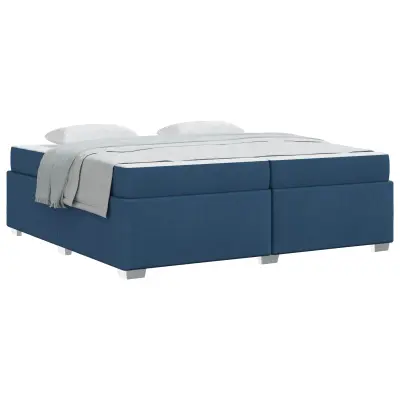 vidaXL Konstrukcija postelje z vzmetnico Modra 200 x 200 cm blago