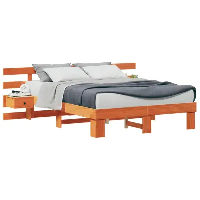 vidaXL Konstrukcija postelje Rjava 150 x 200 cm Masivno borovo les
