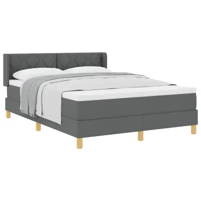 vidaXL Postelja z vzmetnico z vzmetnico Temno siva 140 x 200 cm blago