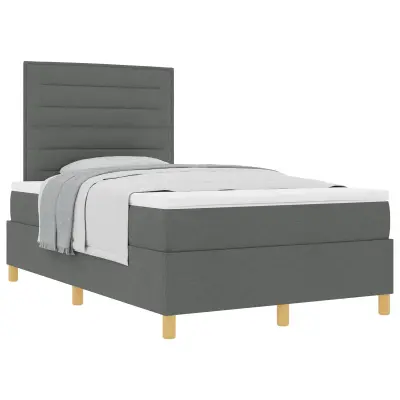 vidaXL Postelja z vzmetnico z vzmetnico Temno siva 120 x 190 cm blago
