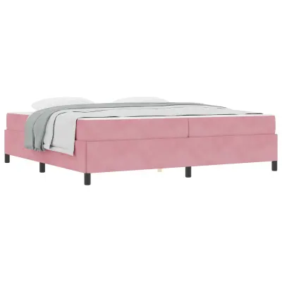 vidaXL Konstrukcija postelje z vzmetnico Roza 200 x 200 cm blago