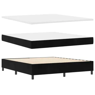 vidaXL Postelja z vzmetnico z vzmetnico Črna 180 x 200 cm Žamet