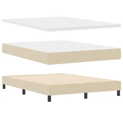vidaXL Postelja boxspring z vzmetnico z vzmetnico krema 140 x 190 cm