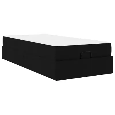 vidaXL Posteljni okvir z vzmetnico z vzmetnico 2 pcs Črna blago