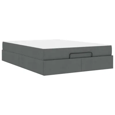 vidaXL Posteljni okvir z vzmetnico z vzmetnico 2 pcs Dim Siva blago