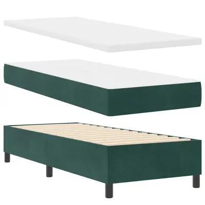 vidaXL Postelja z vzmetnico z vzmetnico Temno zelena 80 x 200 cm Žamet