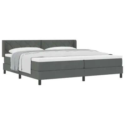 vidaXL Postelja boxspring z vzmetnico Temno siva 200 x 200 cm