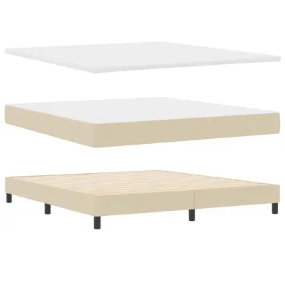 vidaXL Postelja boxspring z vzmetnico z vzmetnico krema 180 x 200 cm