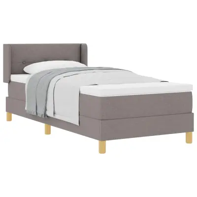 vidaXL Postelja z vzmetnico z vzmetnico Taupe 90 x 190 cm blago