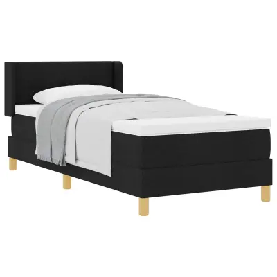 vidaXL Postelja z vzmetnico z vzmetnico Črna 190 x 90 cm Poliester