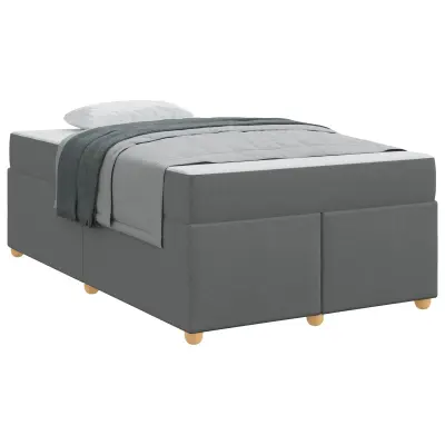 vidaXL Konstrukcija postelje z vzmetnico Temno siva 120 x 190 cm blago