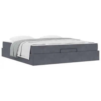 vidaXL Posteljni okvir z vzmetnico z vzmetnico 2 pcs Dim Siva Žamet