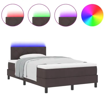 vidaXL Postelja z vzmetnico z vzmetnico Temno rjava 120 x 200 cm blago