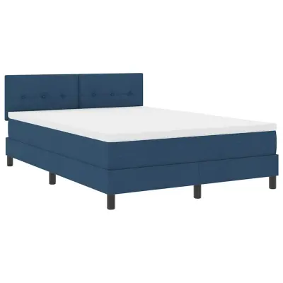 vidaXL Postelja boxspring z vzmetnico Modra 140 x 200 cm blago
