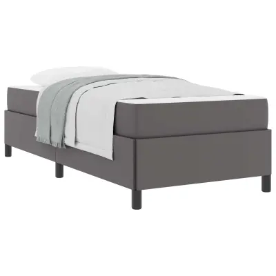 vidaXL Konstrukcija postelje z vzmetnico Siva 90 x 190 cm blago