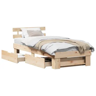 vidaXL Konstrukcija postelje Naravna 75 x 190 cm Masivno borovo les