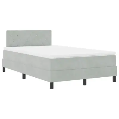 vidaXL LED Box Spring Postelja z LED Svetlo siva 120 x 190 cm Žamet