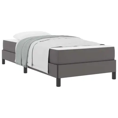 vidaXL Konstrukcija postelje z vzmetnico Siva 90 x 190 cm blago