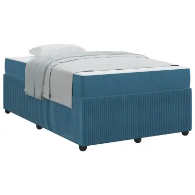 vidaXL Konstrukcija postelje z vzmetnico Modra 120 x 200 cm blago