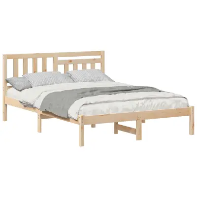 vidaXL Konstrukcija postelje Rjava 135 x 190 cm Masivno borovo les