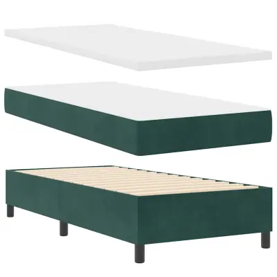 vidaXL Postelja z vzmetnico Temno zelena 100 x 200 cm Žamet