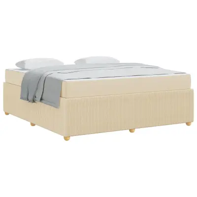 vidaXL Konstrukcija postelje z vzmetnico krema 180 x 200 cm blago