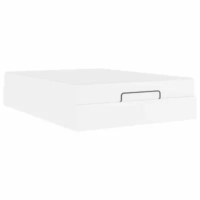 vidaXL Posteljni okvir z vzmetnico z vzmetnico 2 pcs Bela PVC