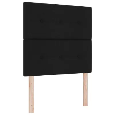 vidaXL Postelja z vzmetnico z vzglavjem Črna 80 x 200 cm blago
