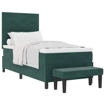 vidaXL Postelja z vzmetnico z vzmetnico Temno zelena 80 x 200 cm Žamet