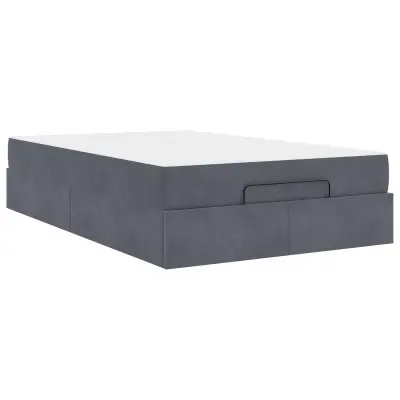vidaXL Posteljni okvir z vzmetnico z vzmetnico 2 pcs Dim Siva Žamet