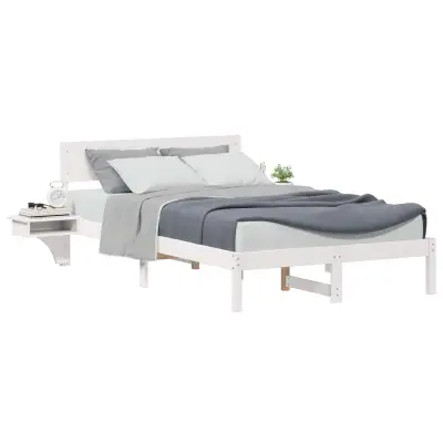 vidaXL Konstrukcija postelje Bela 140 x 190 cm Masivno borovo les