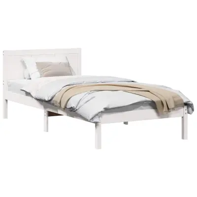 vidaXL Konstrukcija postelje Bela 90 x 190 cm Trden borov les