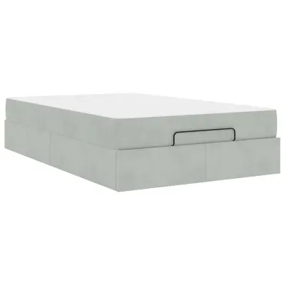 vidaXL Posteljni okvir z vzmetnico z vzmetnico 2 pcs Svetlo siva Žamet