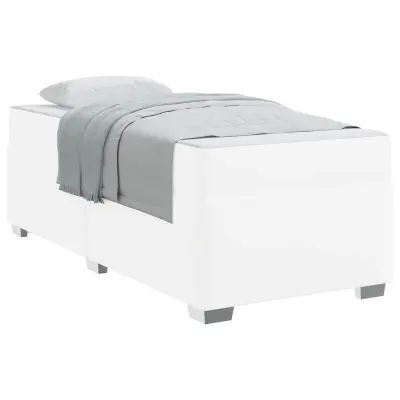 vidaXL Konstrukcija postelje z vzmetnico Bela 80 x 200 cm blago