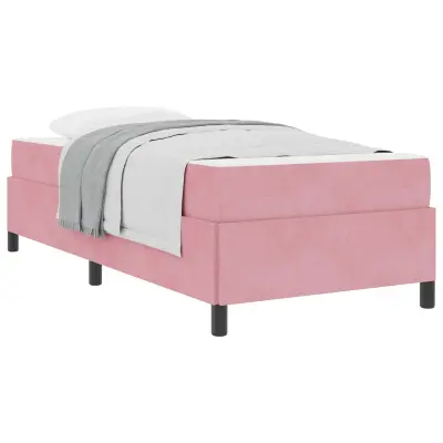 vidaXL Konstrukcija postelje z vzmetnico Roza 90 x 200 cm blago