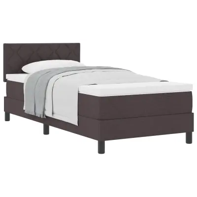 vidaXL Postelja z vzmetnico z vzmetnico Temno rjava 90 x 200 cm blago