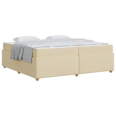 vidaXL Konstrukcija postelje z vzmetnico krema 200 x 200 cm blago