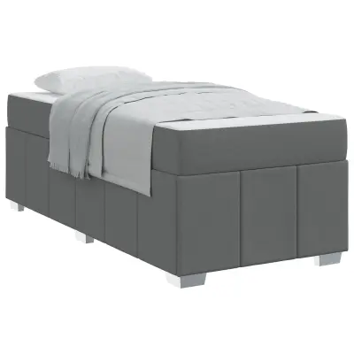 vidaXL Konstrukcija postelje z vzmetnico Temno siva 80 x 200 cm blago